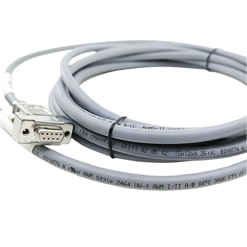 Custom Harting Industrial Wire Harness DB9 Female To DB9 Male Connection Cable High Flexibility Shielded HALL Cable 5M