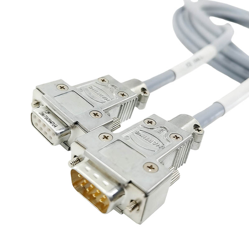 Custom Harting Industrial Wire Harness DB9 Female To DB9 Male Connection Cable High Flexibility Shielded HALL Cable 5M