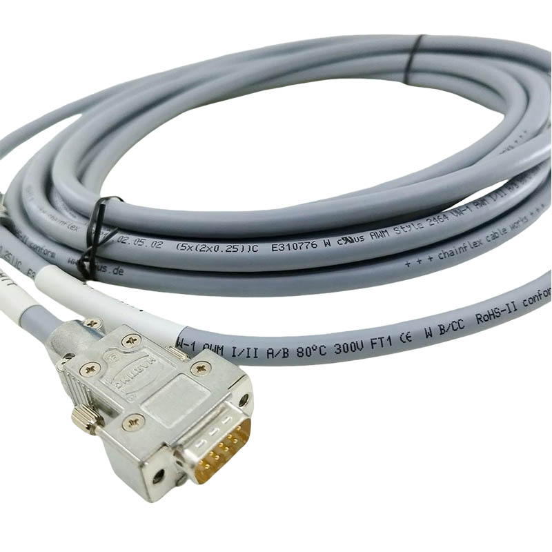 Harting Limit Extension Cable CNC Aluminum Connector DB9 Female To DB9 Male Connection Cable 5M Length Custom Industrial Wire Harness