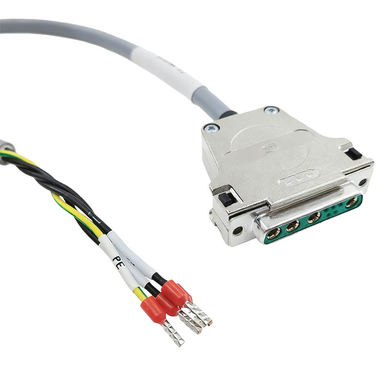 Custom Harting Industrial Wiring Harness DB9W4 Female To Open Connection Cable CNC Aluminum Alloy Connector 50cm Length RST MOTOR Power Cable, 50cm Length