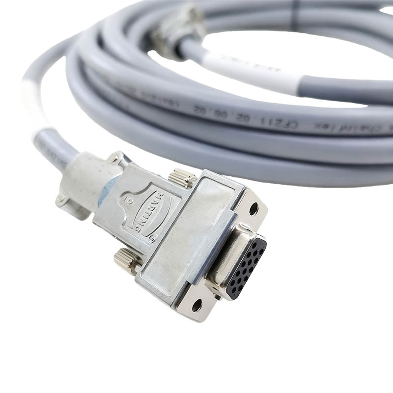 Harting Limit Extension Cable CNC Aluminum Connector HDB15 Female To HDB15 Male Connection Cable 5M Length Custom Industrial Wire Harness