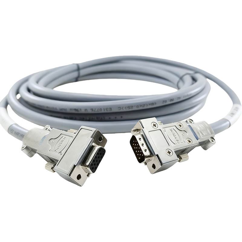 Harting Limit Extension Cable CNC Aluminum Connector HDB15 Female To HDB15 Male Connection Cable 5M Length Custom Industrial Wire Harness