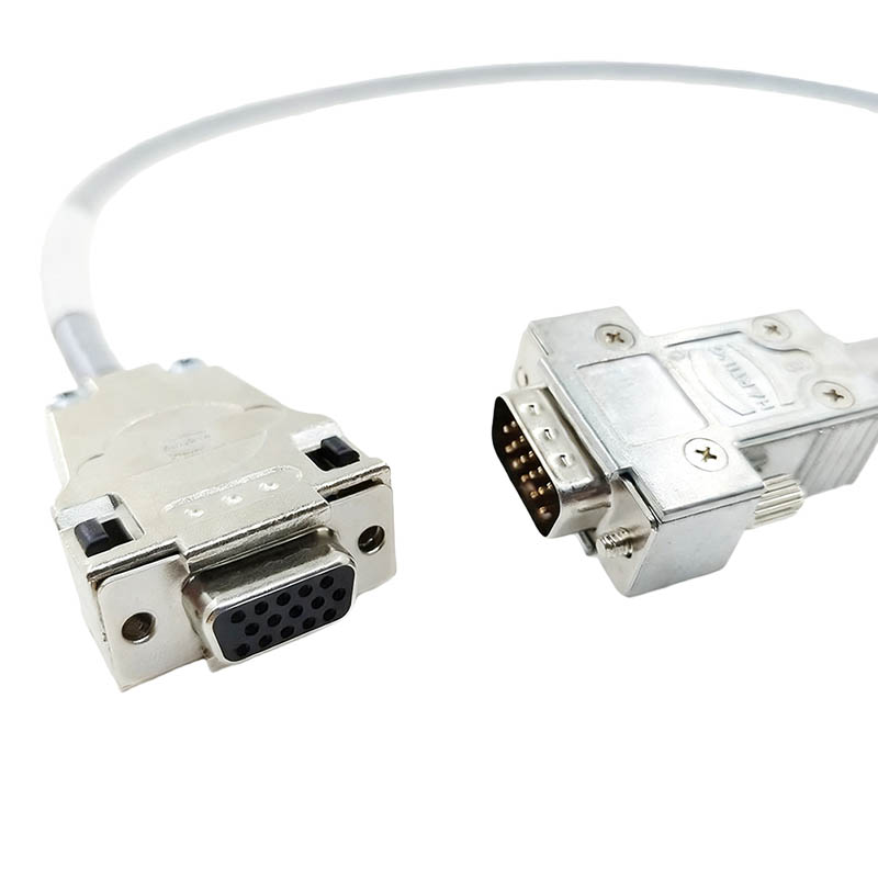 Harting HBD15 Male To HDB15 Female CNC Aluminum Alloy Connector Encoder Cable 70cm Length Industrial Wiring Harness